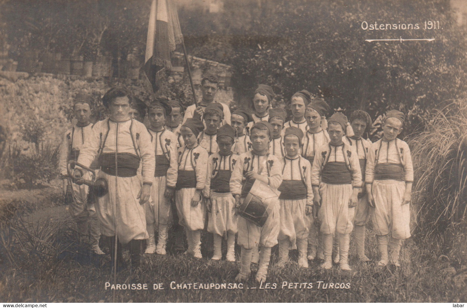 CPA PHOTO  PAROISSE DE CHATEAUPONSAC LES PETIT TURCOS 1911 OSTENTIONS - Chateauponsac