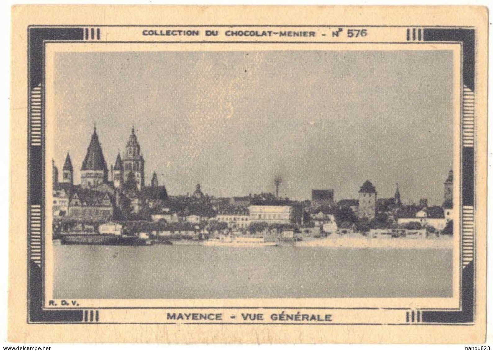 IMAGE CHROMO CHOCOLAT MENIER BAGATELLES N° 576 ALLEMAGNE MAYENCE VUE GENERALE RHENANIE PALATINAT CITE ROMAINE - Menier