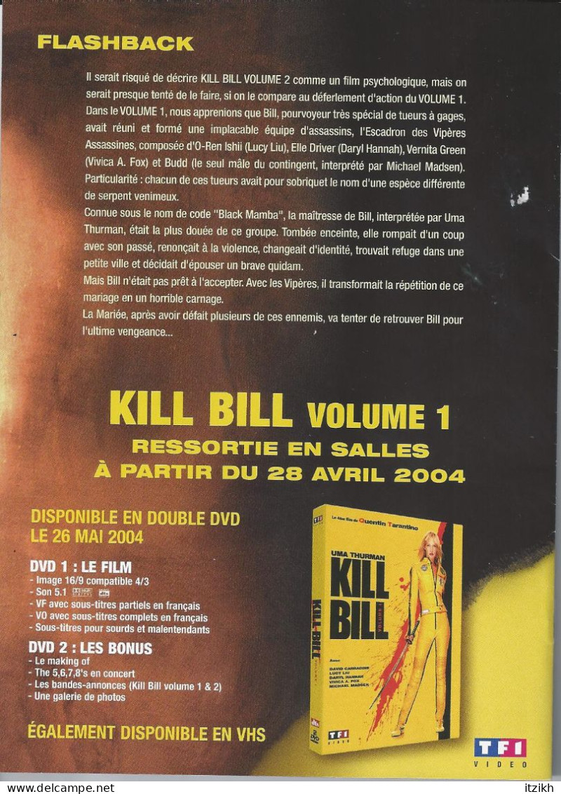 Kill Bill Volume 2 2004 Tarentino Thurman Carradine Madsen Hannah Liu Parks Swenson Livret 8 Pages Publicité Etat Neuf - Werbetrailer