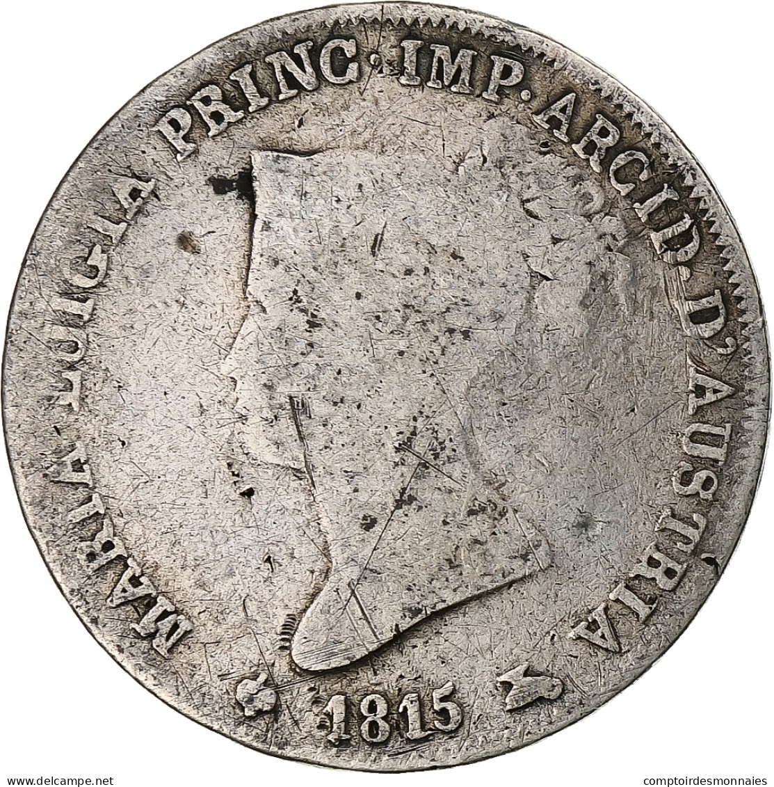 États Italiens, PARMA, Maria Luigia, Lira, 1815, Argent, B+, KM:28 - Parme