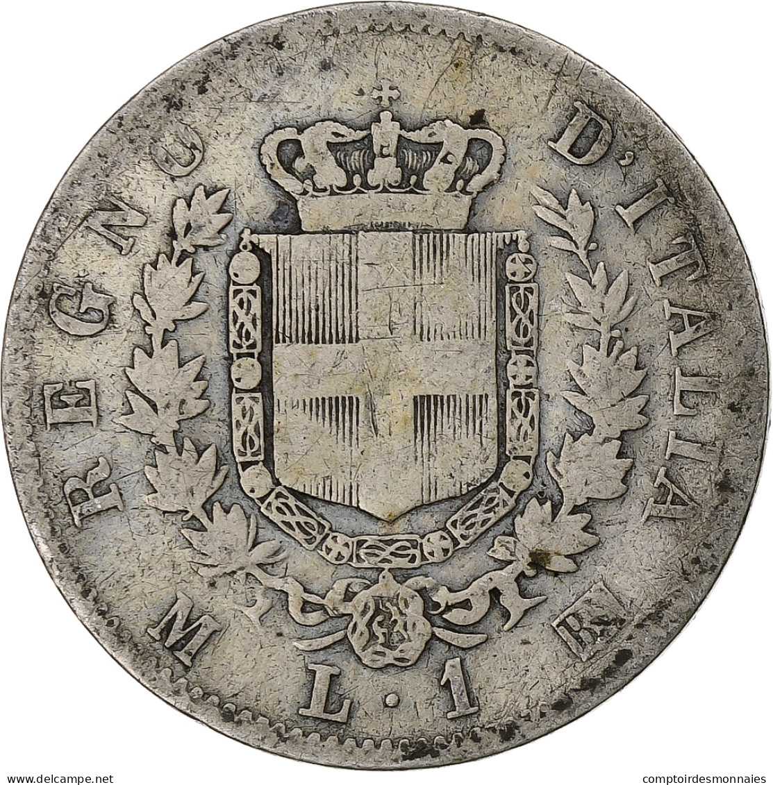 Italie, Vittorio Emanuele II, Lira, 1863, Milan, Argent, B+, KM:5a.1 - 1861-1878 : Victor Emmanuel II.