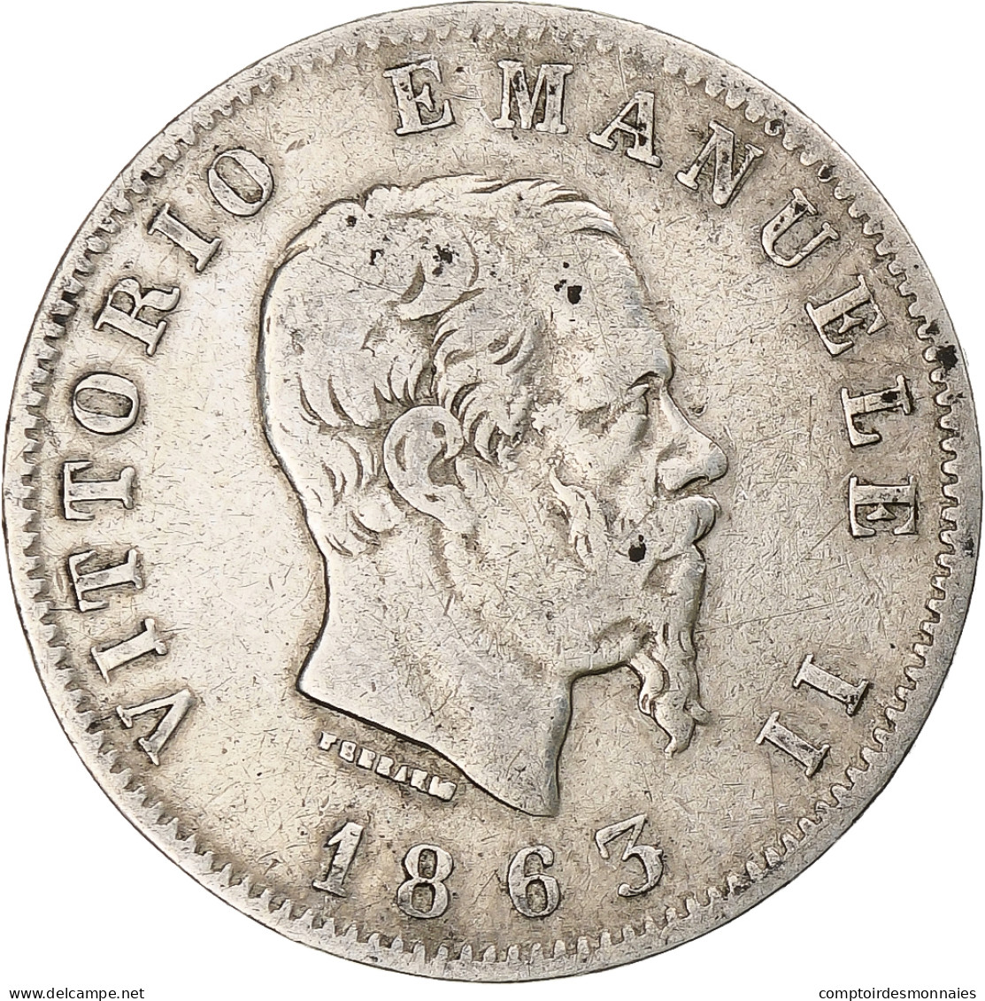 Monnaie, Italie, Vittorio Emanuele II, Lira, 1863, Torino, TB+, Argent, KM:5a.2 - 1861-1878 : Victor Emmanuel II.