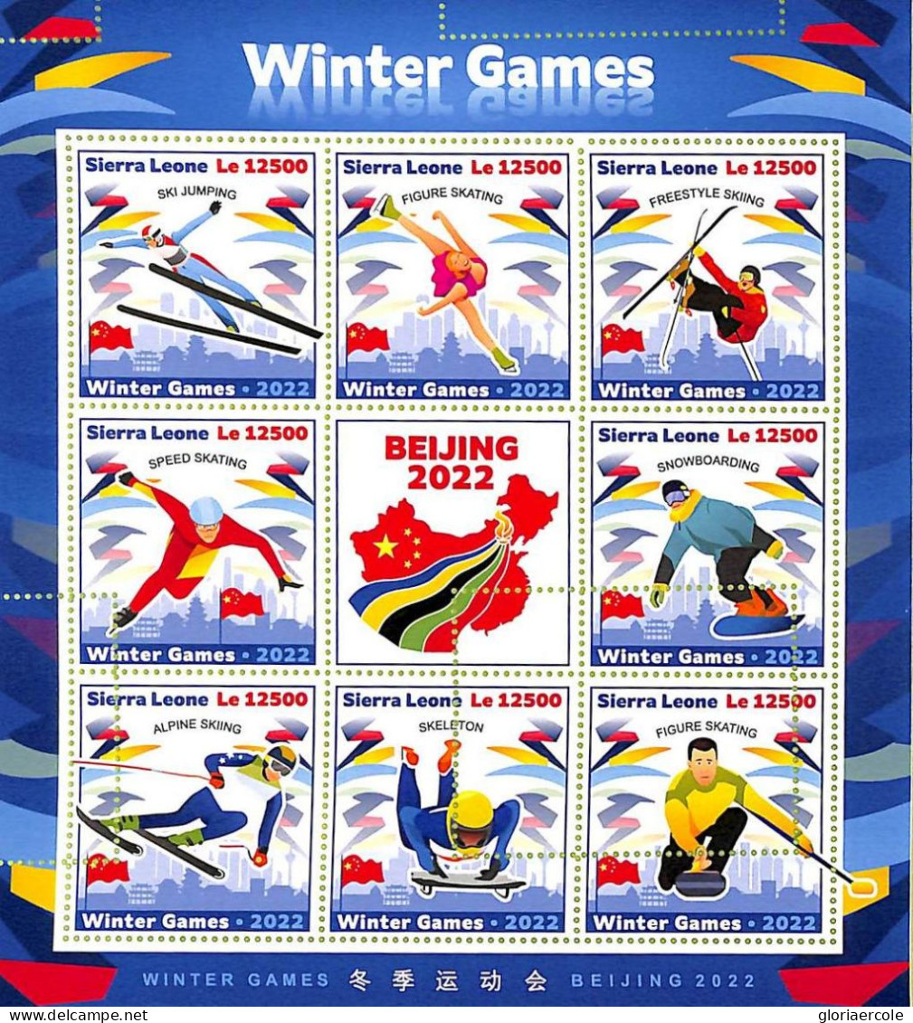 A9429 - SIERRA LEONE -  ERROR MISPERF Stamp Sheet - 2022 - Winter Games, Sport - Inverno 2022 : Pechino
