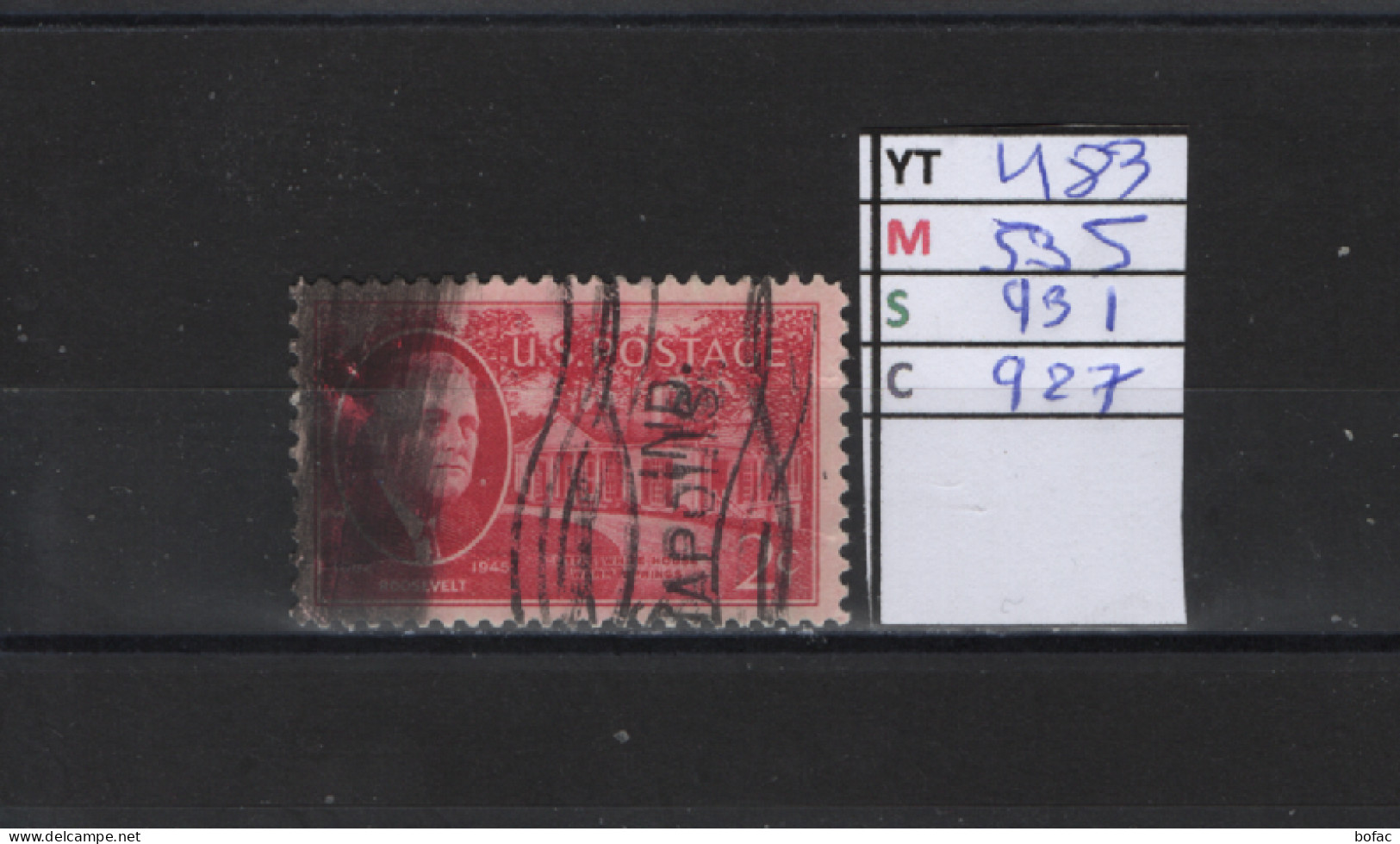 PRIX FIXE Obl 483 YT 535 MIC 931 SCO 927  GIB Théodore Roosevelt 1945 1946 Etats Unis 58A/04 - Used Stamps