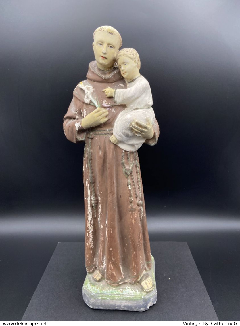 Saint Benoît Statuette 1900 Gypse   Ht 31cm  #230717 - Arte Religiosa