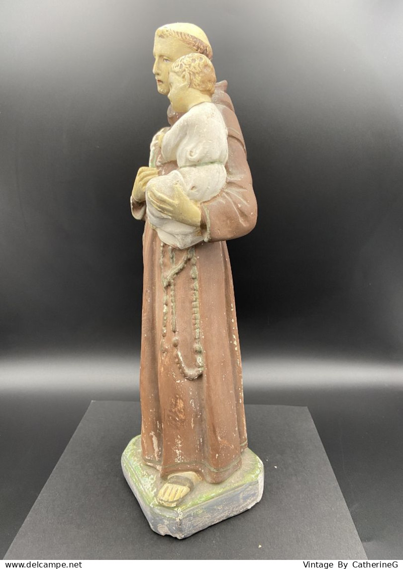 Saint Benoît Statuette 1900 Gypse   Ht 31cm  #230717 - Religiöse Kunst