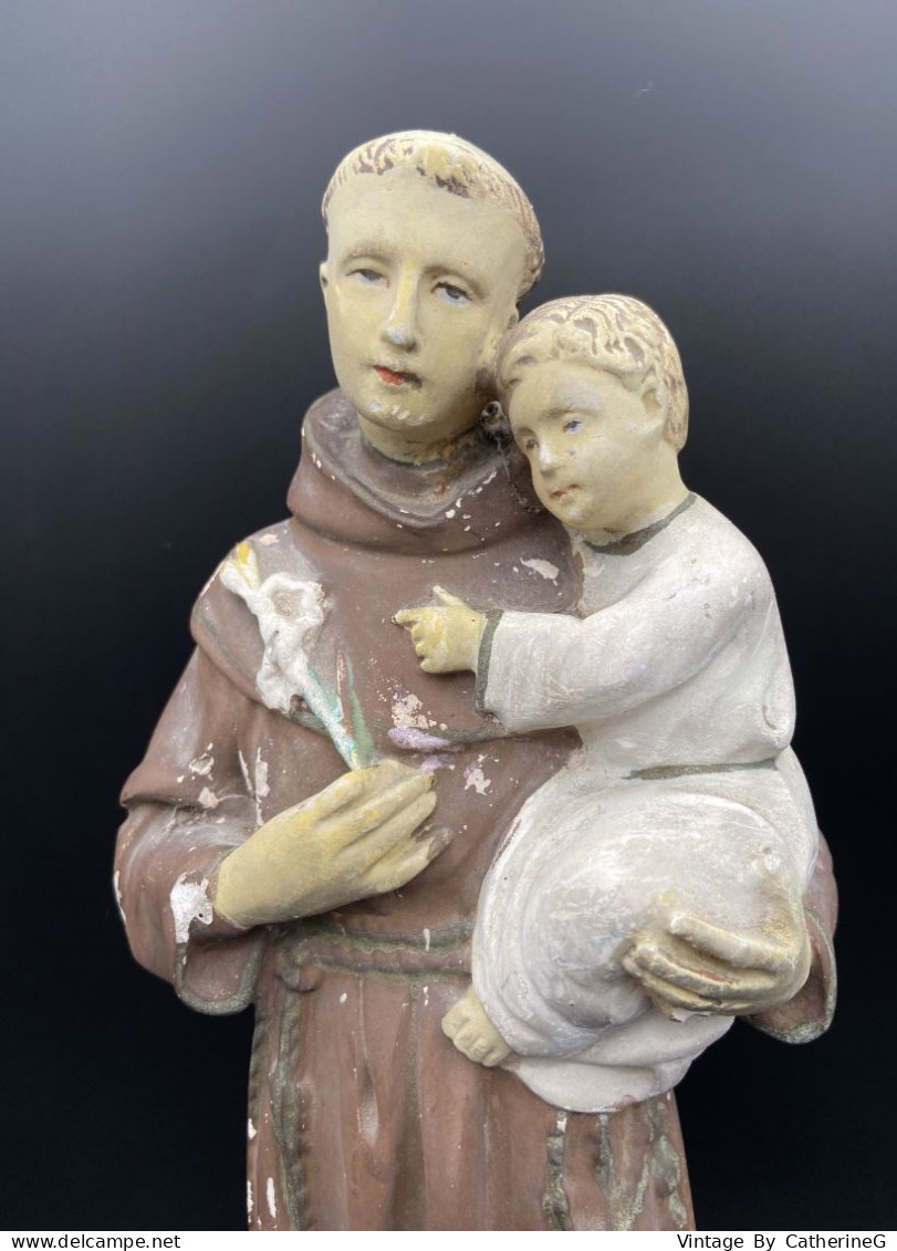 Saint Benoît Statuette 1900 Gypse   Ht 31cm  #230717 - Arte Religioso
