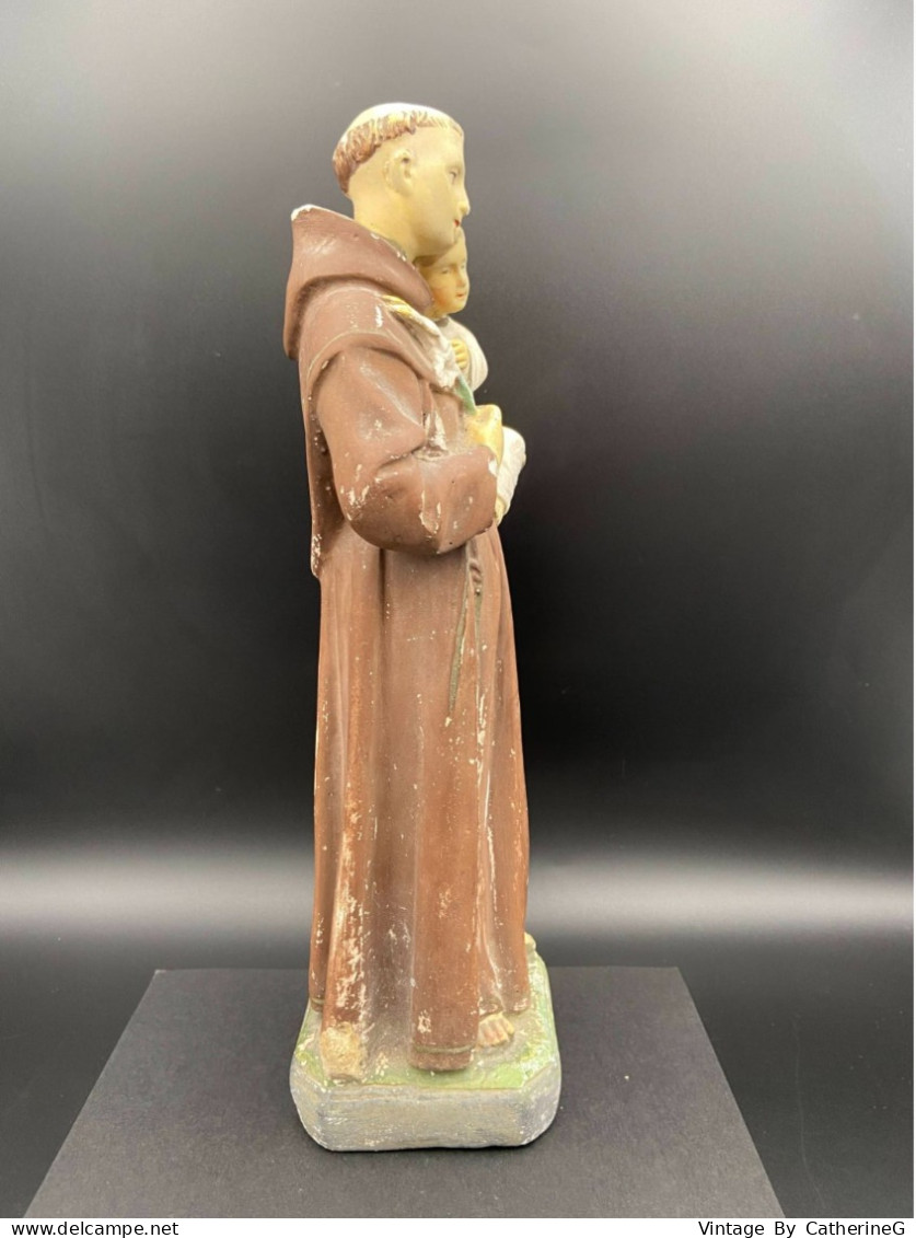 Saint Benoît Statuette 1900 Gypse   Ht 31cm  #230717 - Religious Art
