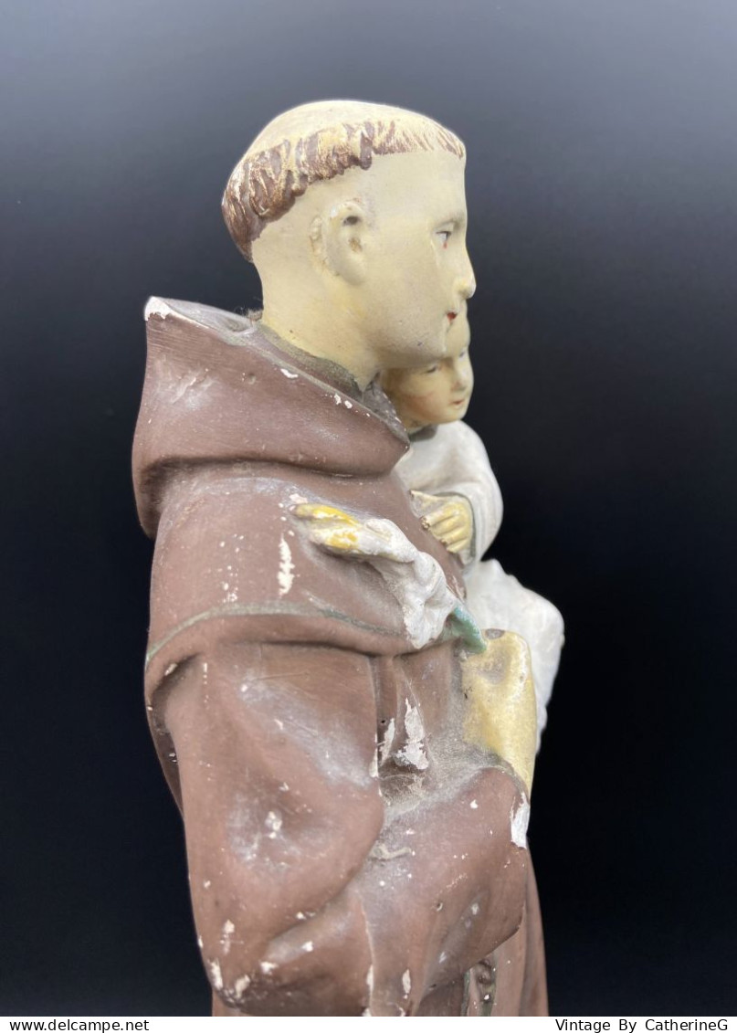 Saint Benoît Statuette 1900 Gypse   Ht 31cm  #230717 - Arte Religioso