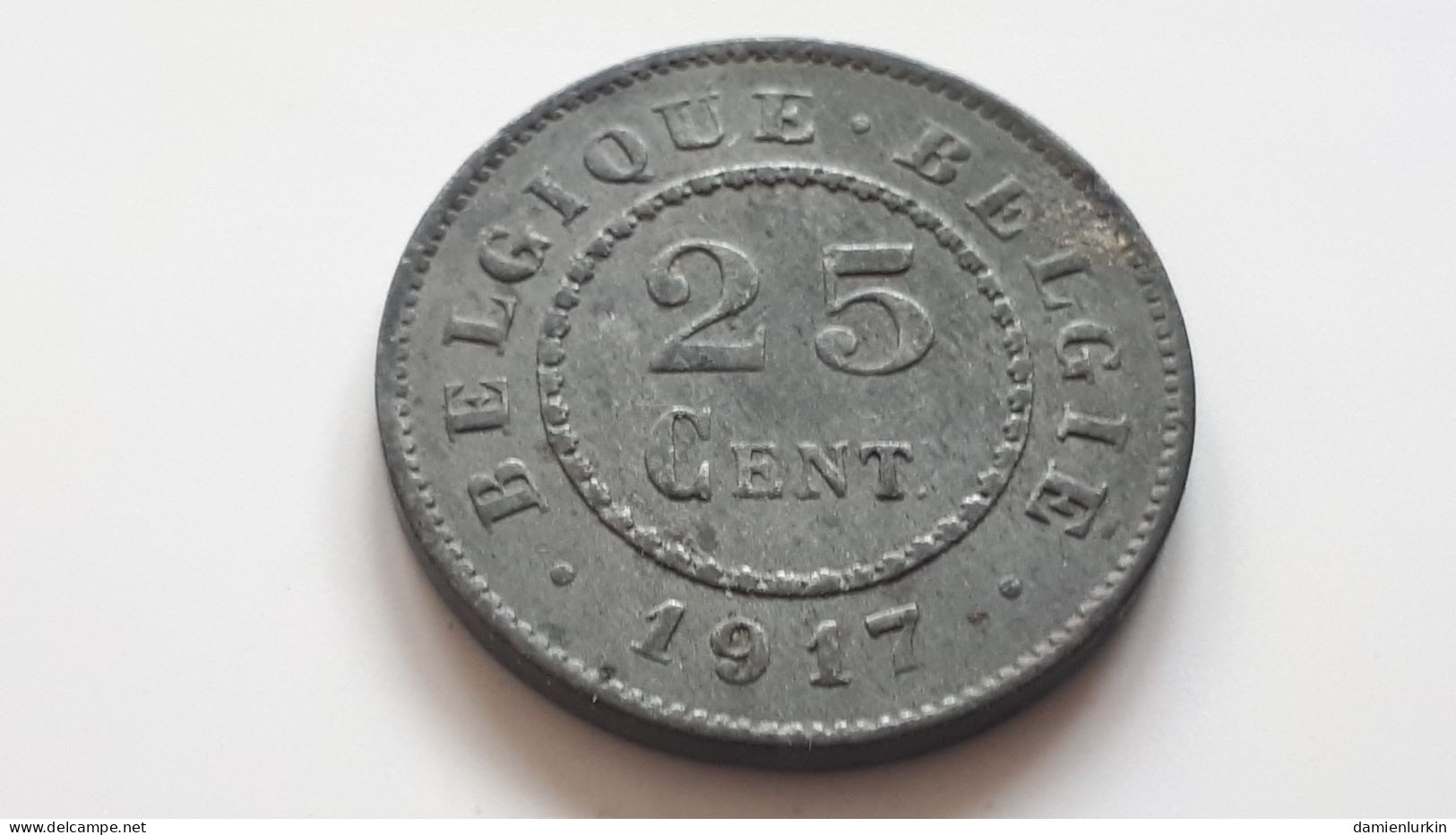 BELGIQUE/BELGIE ALBERT PREMIER TRES TR. BELLE 25 CENTIMES ZINC 1917 FR/VL ONLY 3.500.000 EX. COTES : 2,5€-12,50€-30€-65€ - Occupazione Tedesca 1915-1918