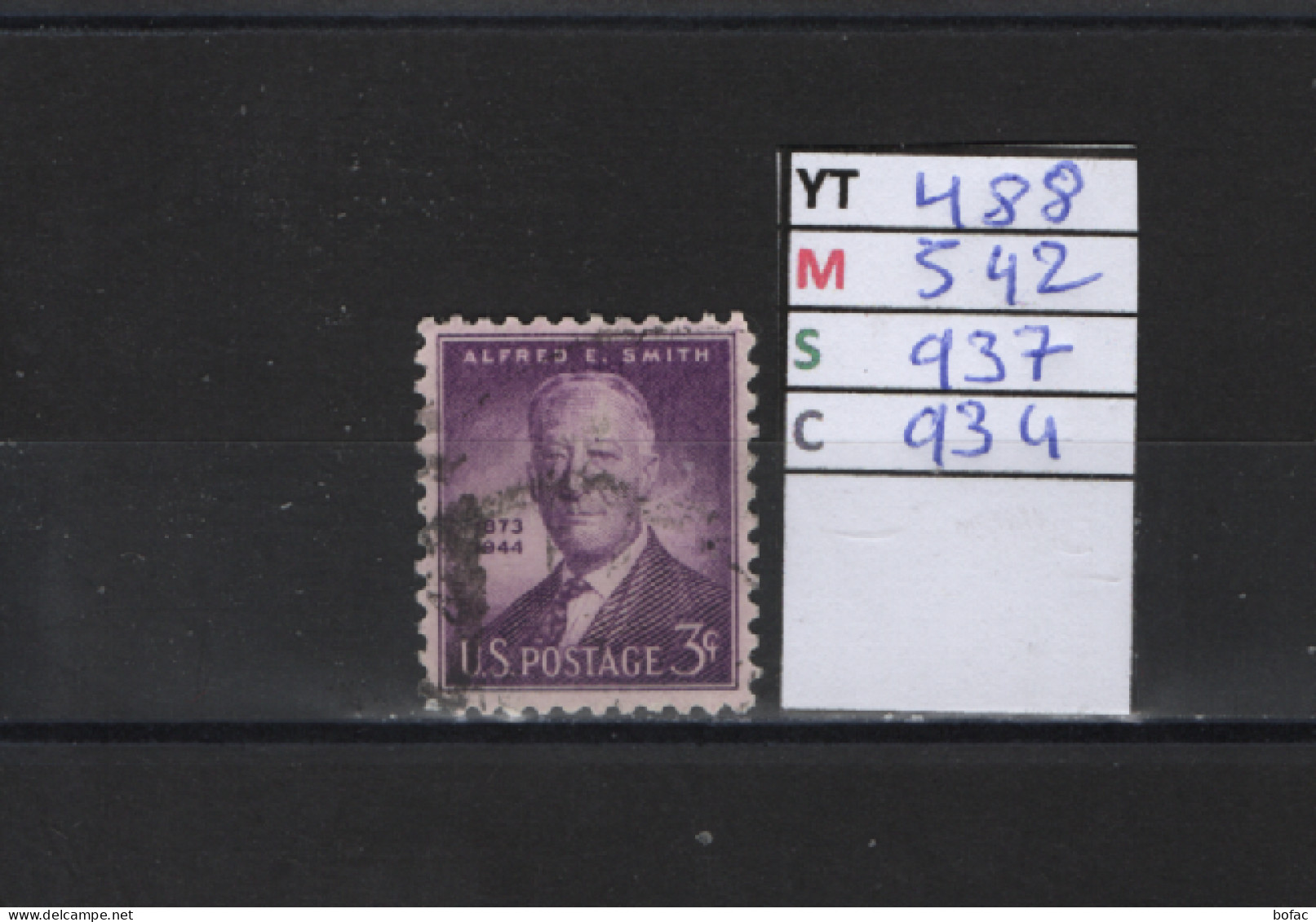 PRIX FIXE Obl 488 YT 542 MIC 937 SCO 934 GIB  Alfred  Smith 1945 Etats Unis 58A/04 - Used Stamps