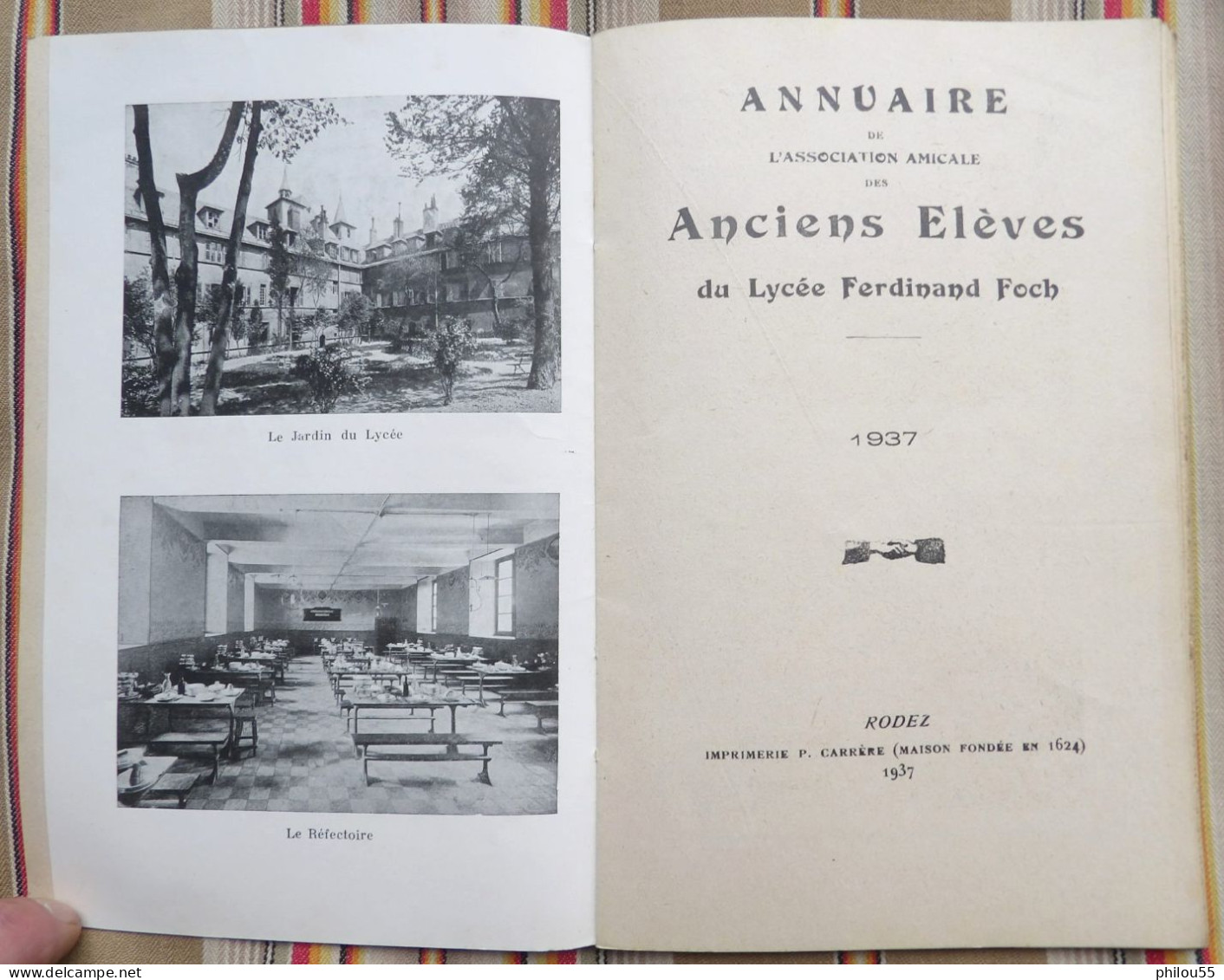 12 RODEZ Annuaire Des Anciens Eleves Du Lycee Ferdinand Foch 1937 - Midi-Pyrénées