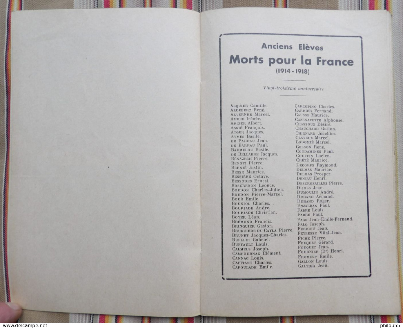 12 RODEZ Annuaire des Anciens Eleves du Lycee Ferdinand Foch 1937