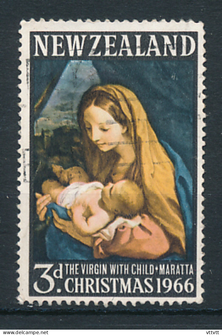 Timbre :  NEW ZEALAND, NOUVELLE ZELANDE (1966), Christmas, The Virgin With Child, Maratta, Oblitéré - Usados