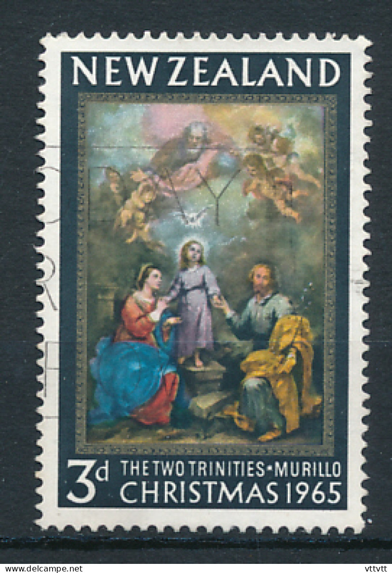 Timbre :  NEW ZEALAND, NOUVELLE ZELANDE (1965), Christmas, The Two Trinities , Murillo, Oblitéré - Usados