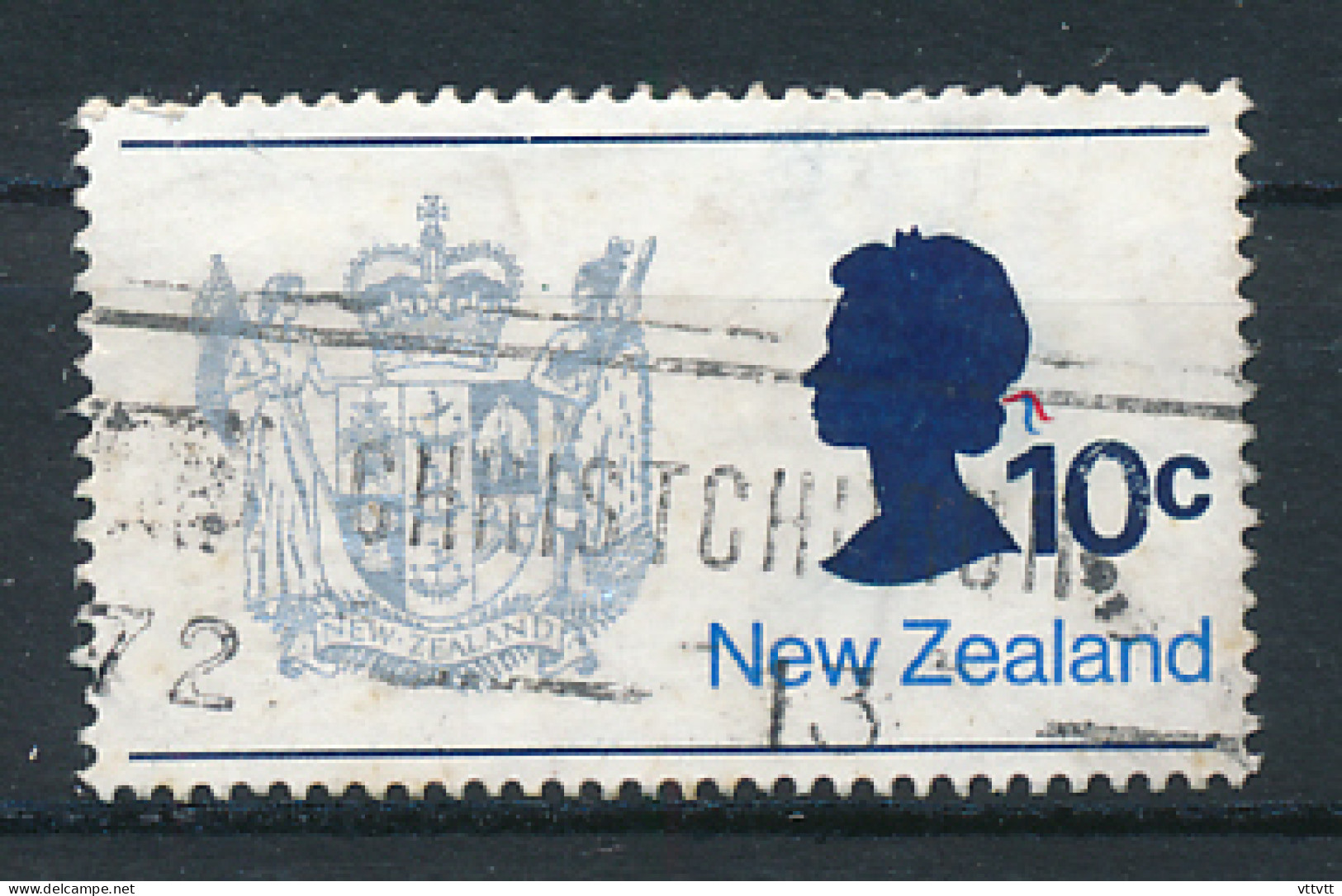 Timbre :  NEW ZEALAND NOUVELLE ZELANDE (1970), Queen Elizabeth II And New Zealand Coat Of Arms, Oblitéré - Usati