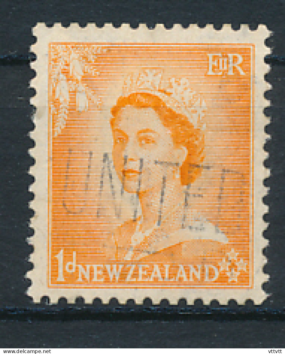 Timbre :  NEW ZEALAND, NOUVELLE ZELANDE (1953), Queen Elizabeth, 1d, Oblitéré - Gebruikt