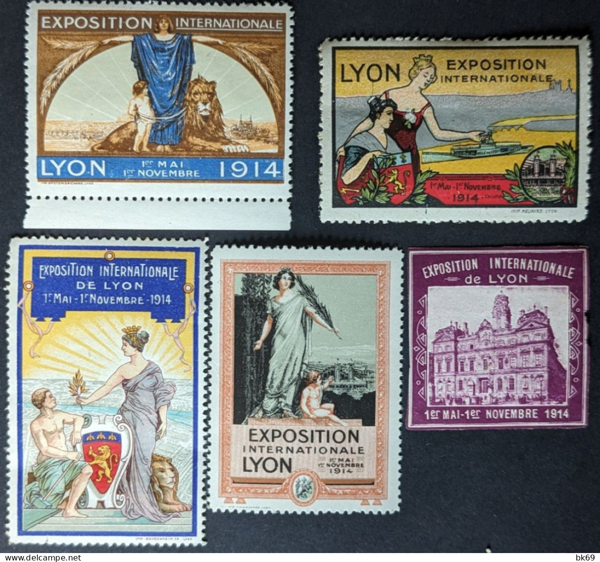 Lyon Exposition Internationale De 1914 , 5 Vignettes - Sonstige & Ohne Zuordnung