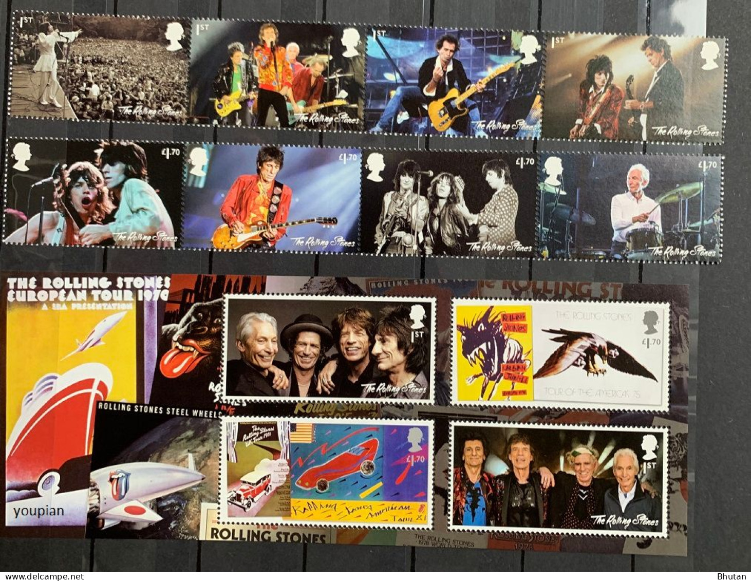 Great Britain 2022, Rolling Stones, One MNH S/S And Two MNH Stamps Strips - Ohne Zuordnung