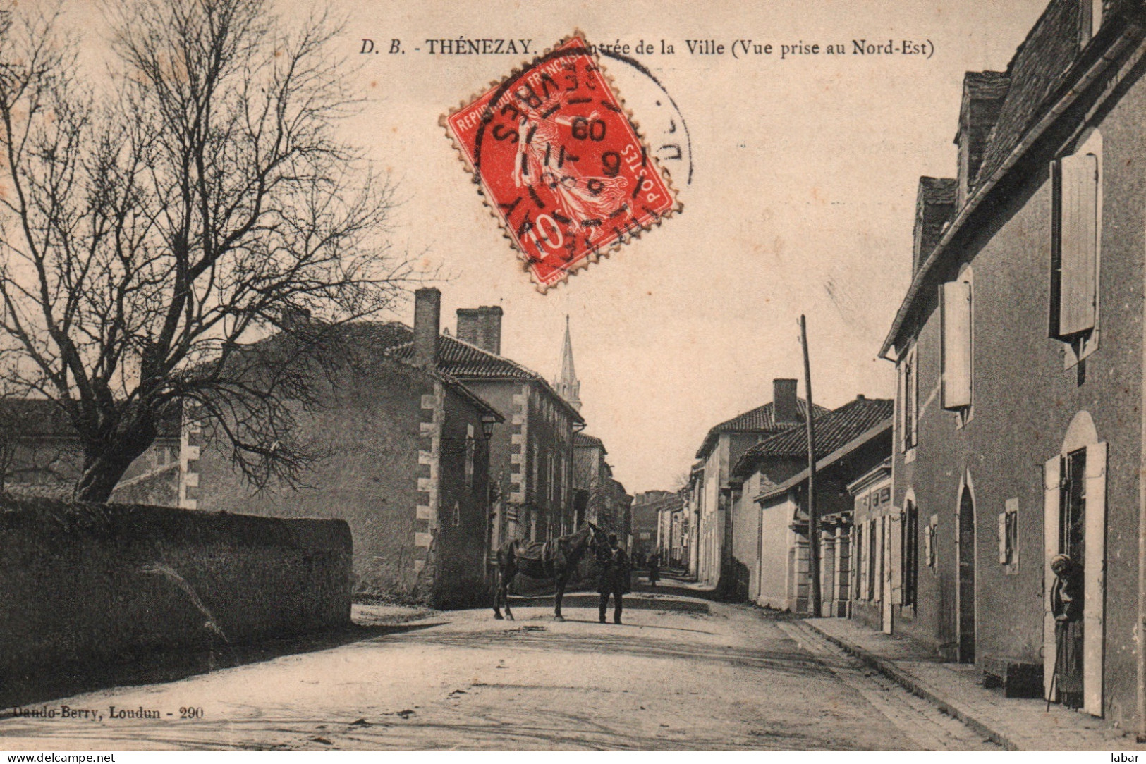 CPA THENEZAY L'ENTREE DE LA VILLE VUE PRISE AU NORD EST 1909 - Thenezay