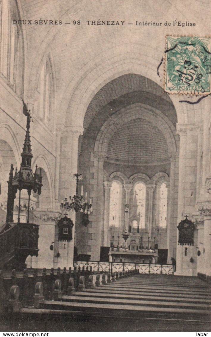 CPA THENEZAY INTERIEUR DE L'EGLISE 1906 - Thenezay