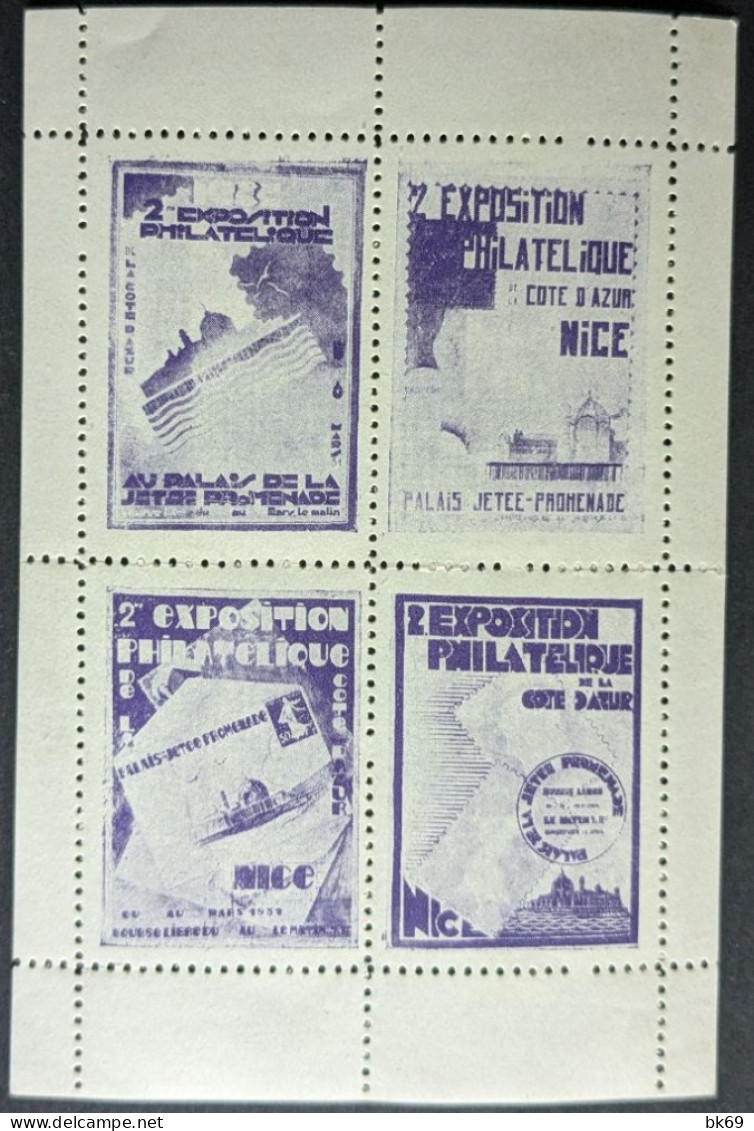 Nice 1931, 4 Blocs De 4 : 16 Vignettes**, 2eme Exposition Philatélique Nice Cote D'Azur - Philatelic Fairs