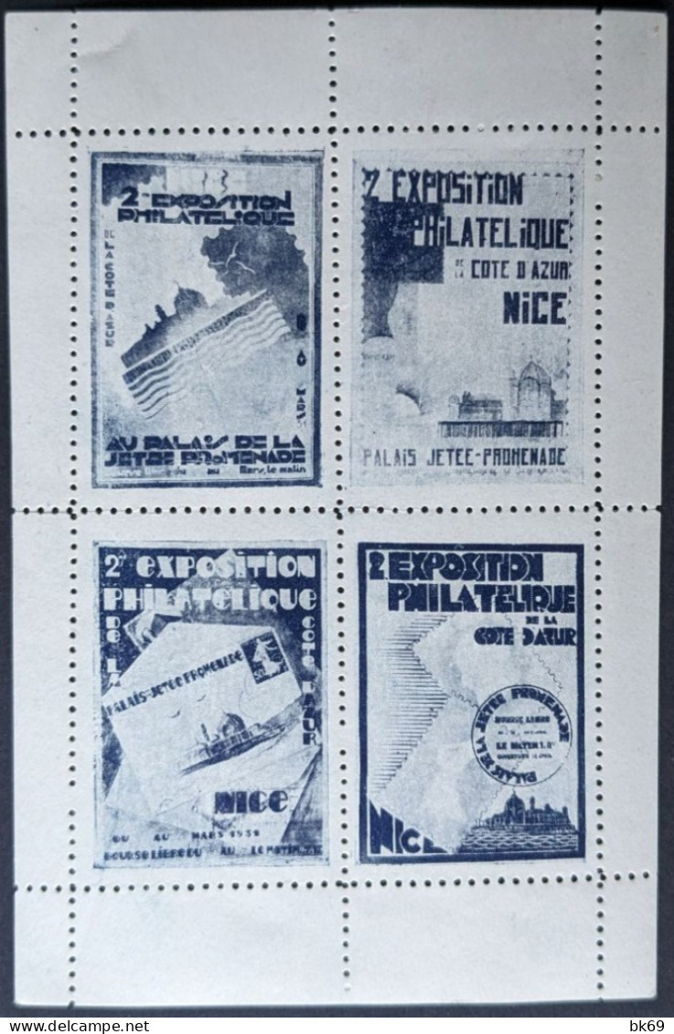 Nice 1931, 4 Blocs De 4 : 16 Vignettes**, 2eme Exposition Philatélique Nice Cote D'Azur - Expositions Philatéliques