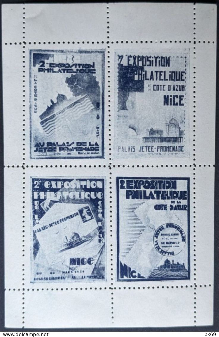 Nice 1931, 4 Blocs De 4 : 16 Vignettes**, 2eme Exposition Philatélique Nice Cote D'Azur - Philatelic Fairs