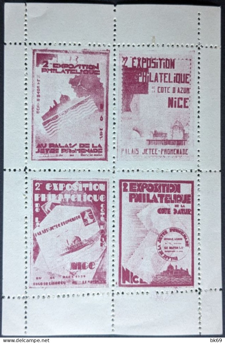 Nice 1931, 4 Blocs De 4 : 16 Vignettes**, 2eme Exposition Philatélique Nice Cote D'Azur - Briefmarkenmessen