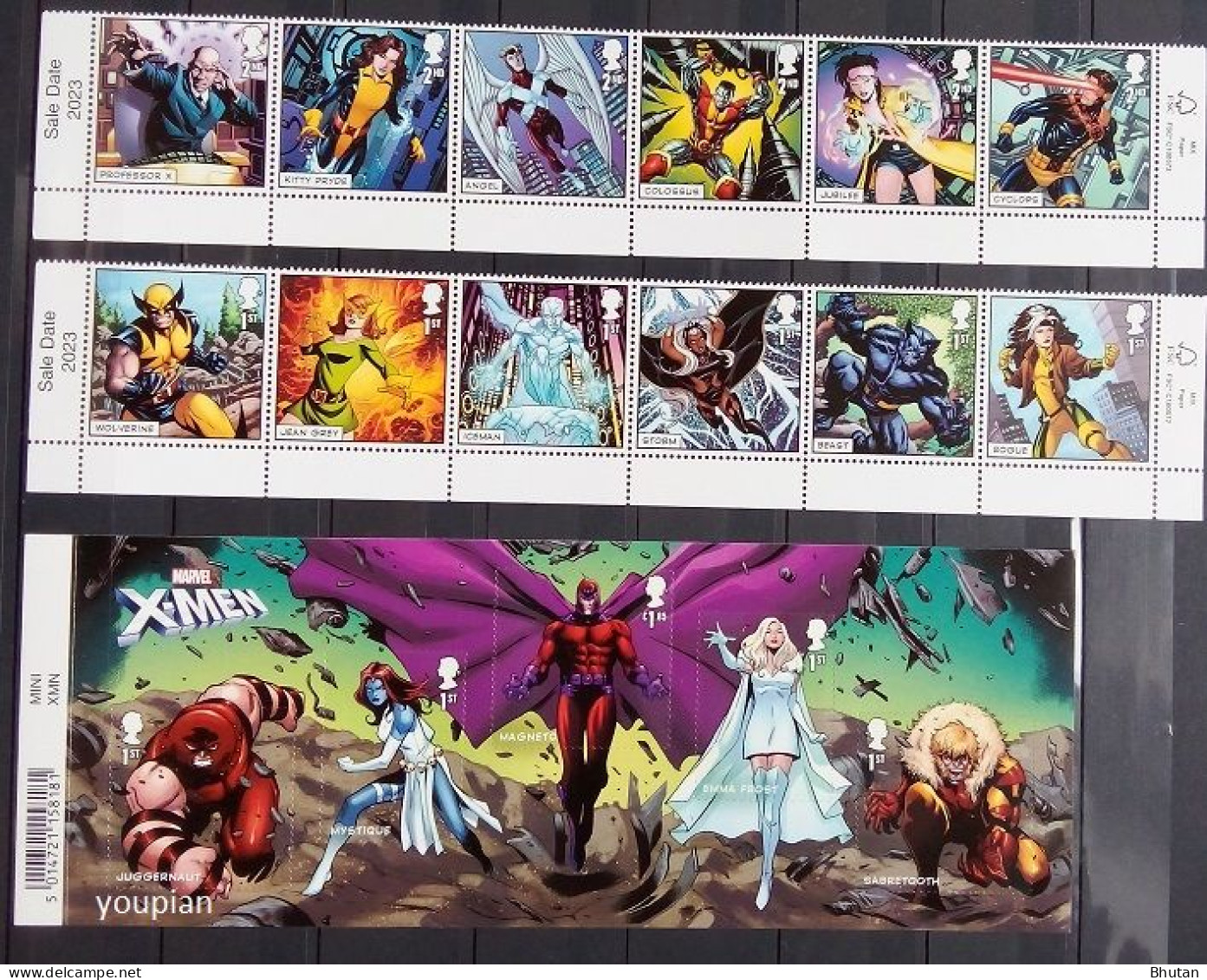 Great Britain 2023, X-Men, Two MNH Stamps Strips And S/S - Ohne Zuordnung