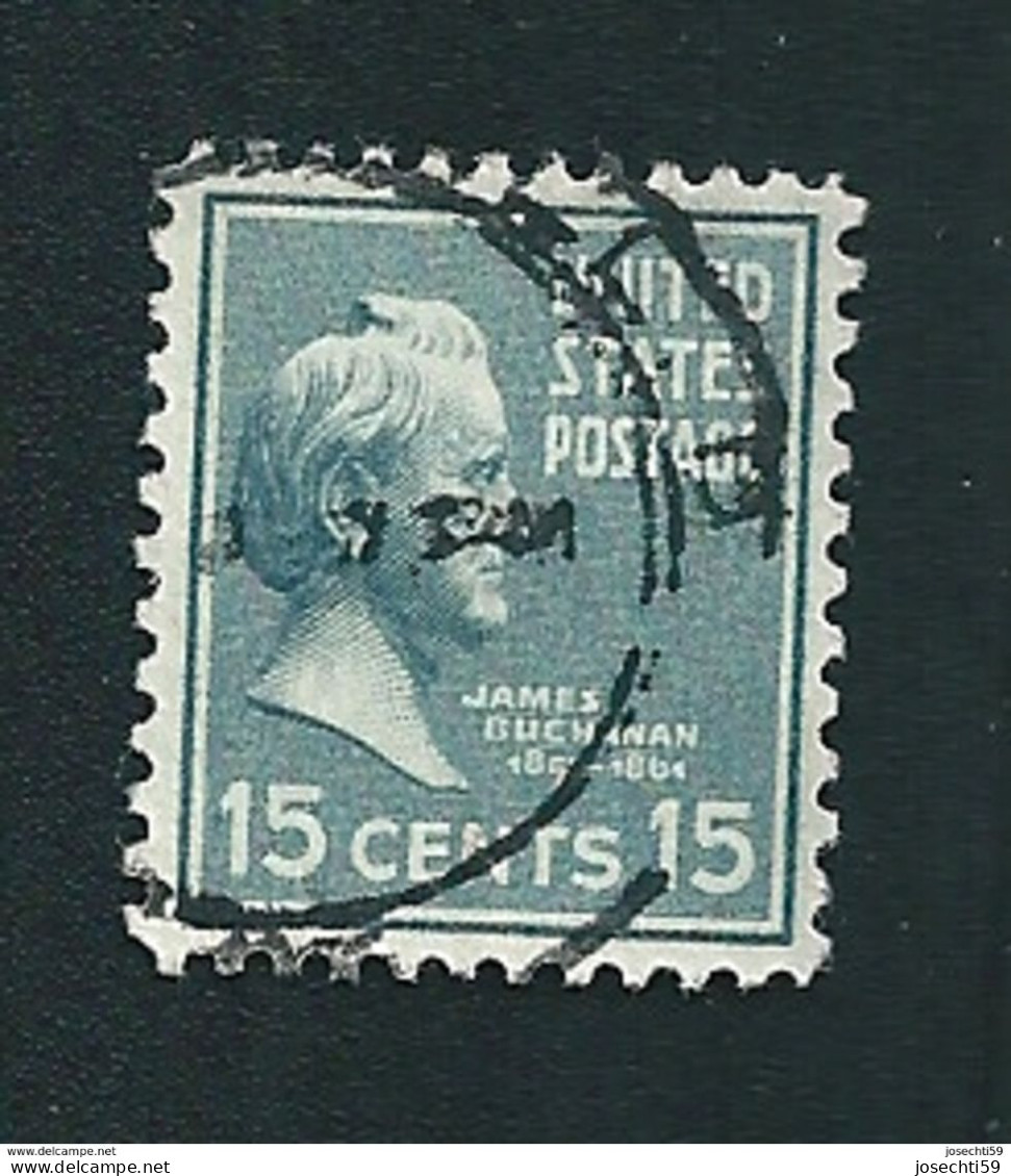 N° 385  James Buchanan 15c., Gris  Timbre Stamp Etats-Unis (1938) Oblitéré USA - Oblitérés