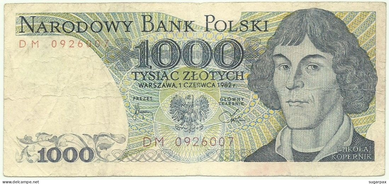 POLAND - 1000 Zlotych - 1982 - Pick 146.c - Série DM - Narodowy Bank Polski - 1.000 - Pologne