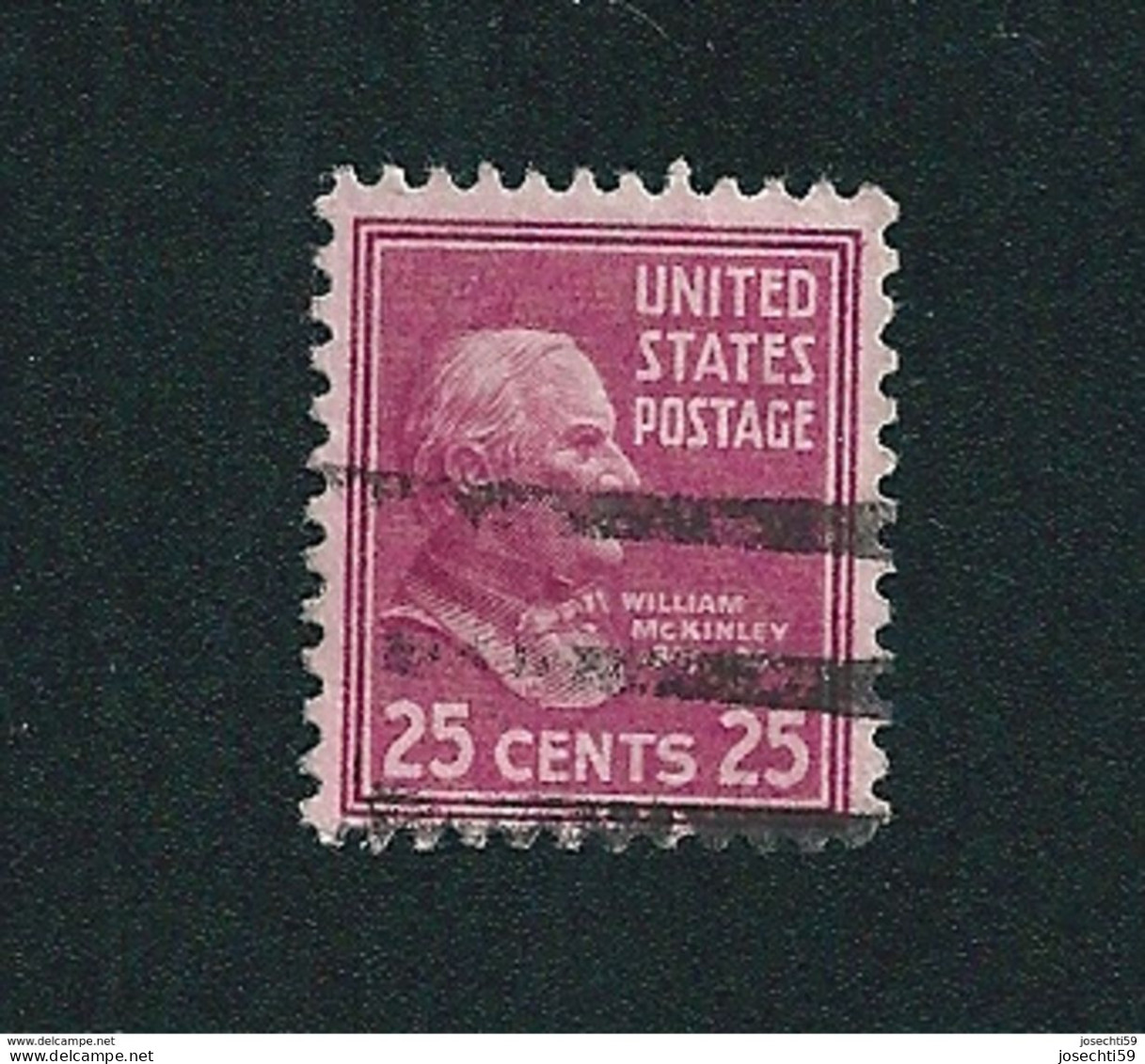N° 394 Timbre  USA - William Mc Kinley  25c., Rose-lilas Etats-Unis (1938) Oblitéré - Used Stamps