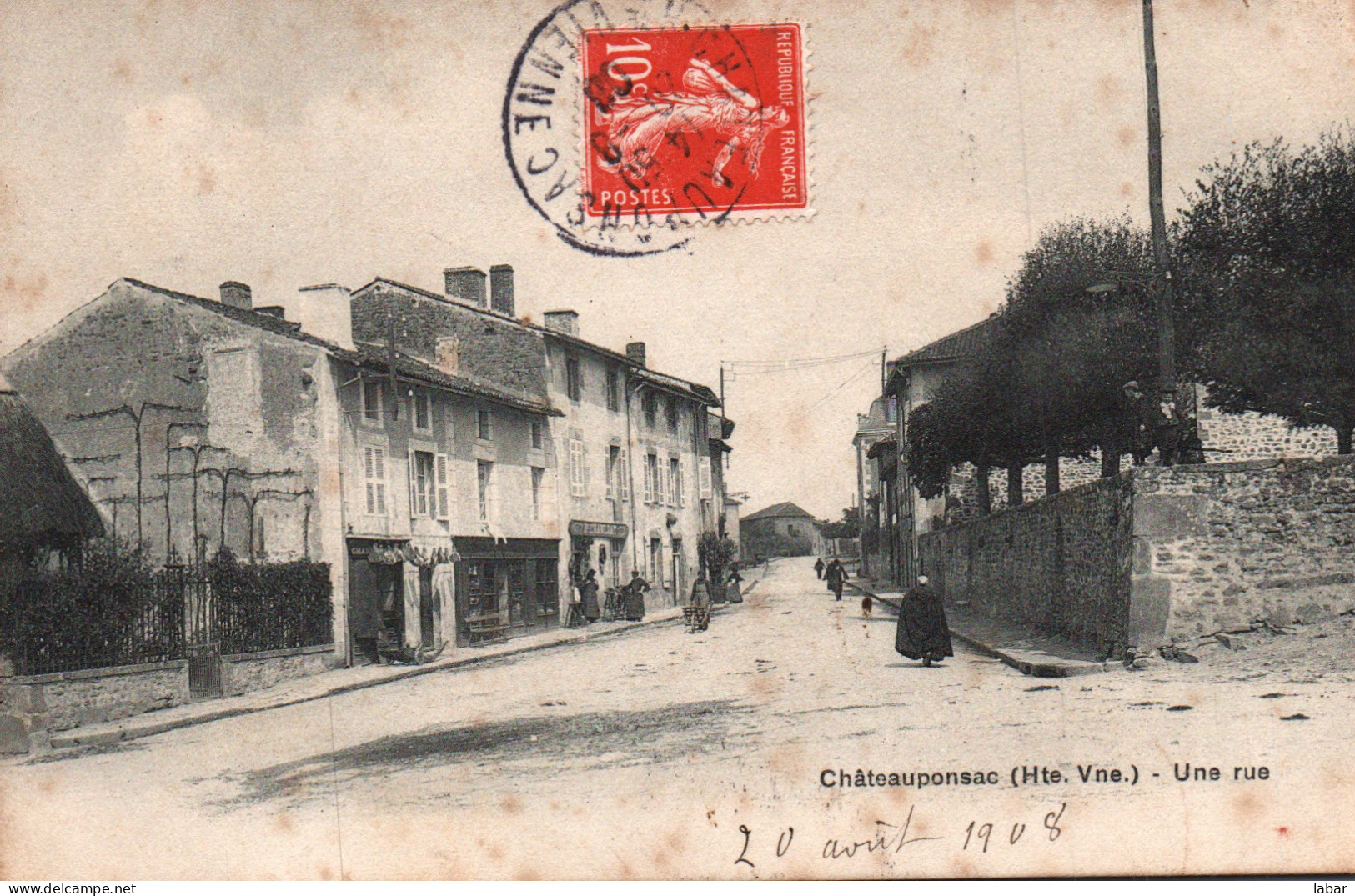 CPA HAUTE VIENNE 87 / CHATEAUPONSAC UNE RUE COMMERCE ANIMEE - Chateauponsac