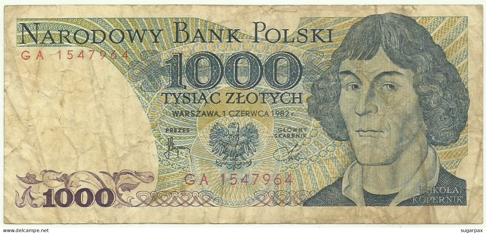 POLAND - 1000 Zlotych - 1982 - Pick 146.c - Série GA - Narodowy Bank Polski - 1.000 - Pologne