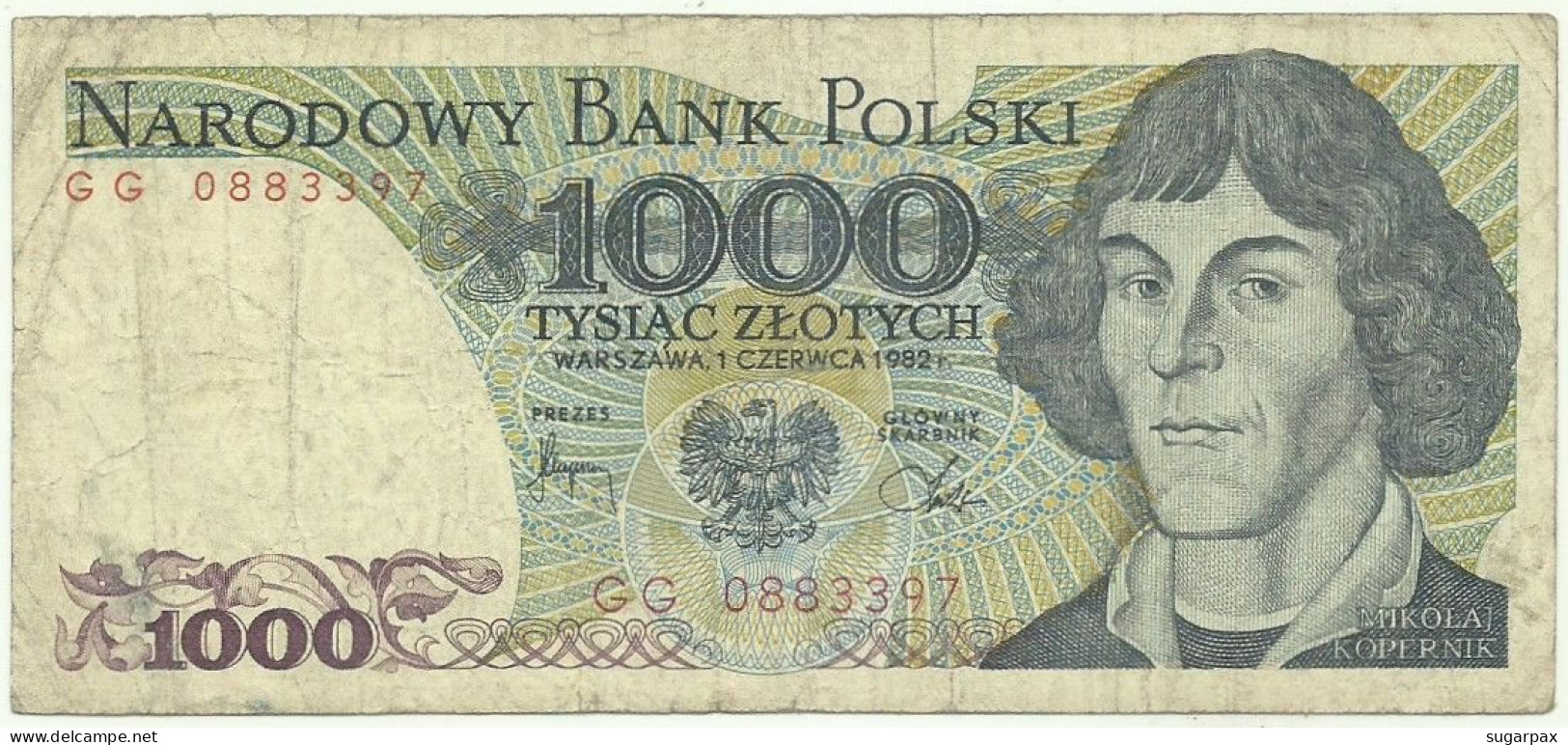 POLAND - 1000 Zlotych - 1982 - Pick 146.c - Série GG - Narodowy Bank Polski - 1.000 - Pologne