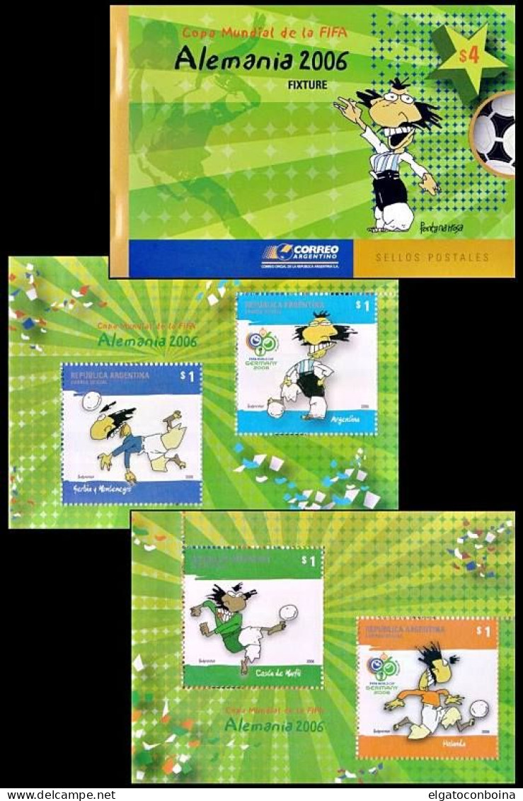 ARGENTINA 2006 FOOTBALL WORLD CUP GERMANY 2 SS 4 STAMPS IN OPEN BOOKLET MNH - Unused Stamps