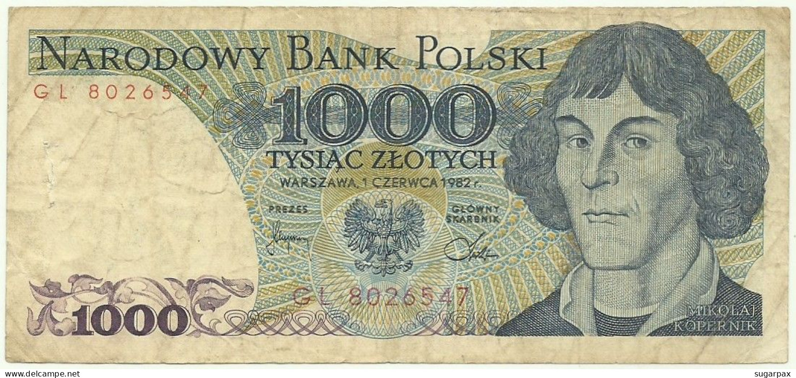 POLAND - 1000 Zlotych - 1982 - Pick 146.c - Série GL - Narodowy Bank Polski - 1.000 - Poland