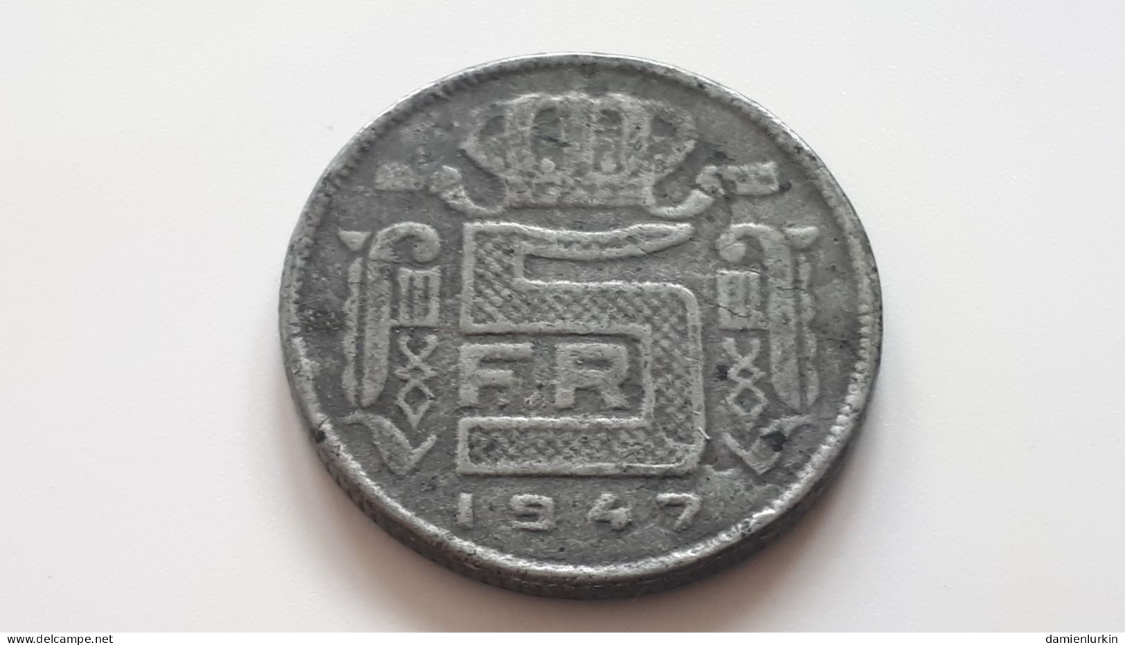 BELGIQUE LEOPOLD III 5 FRANCS ZINC 1947 FR RESTE 465.000 EXEMPLAIRES  ! COTES : 15€-30€-90€-200€ - 5 Francs