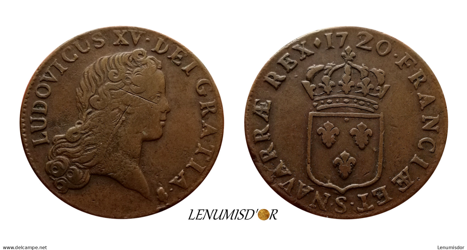 LOUIS XV Sol  Au Buste Enfantin 1720 S Reims - 1715-1774 Luis XV El Bien Amado