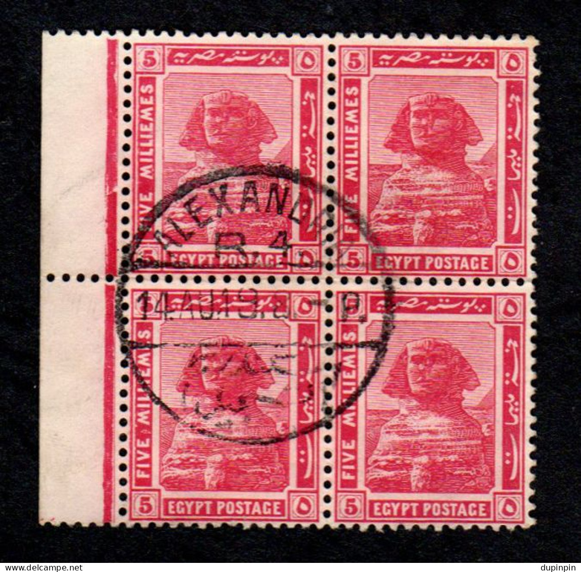 Bloc De 4 Valeurs - 5 FIVE MILLIEMES 1914 EGYPTE - 1915-1921 Protectorado Británico