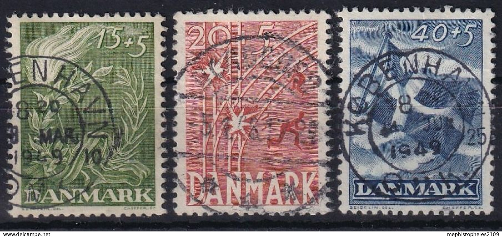 DENMARK 1947 - Canceled - Mi 295-297 - Used Stamps