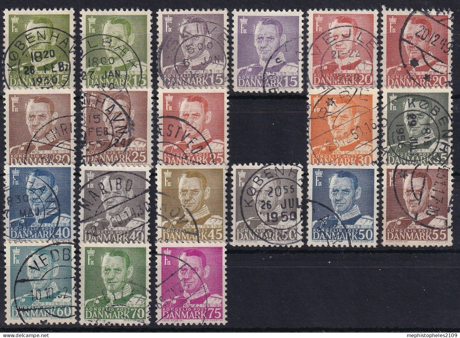 DENMARK 1948 - Canceled - Mi 302-318 (all Types Except 308II) - Gebruikt