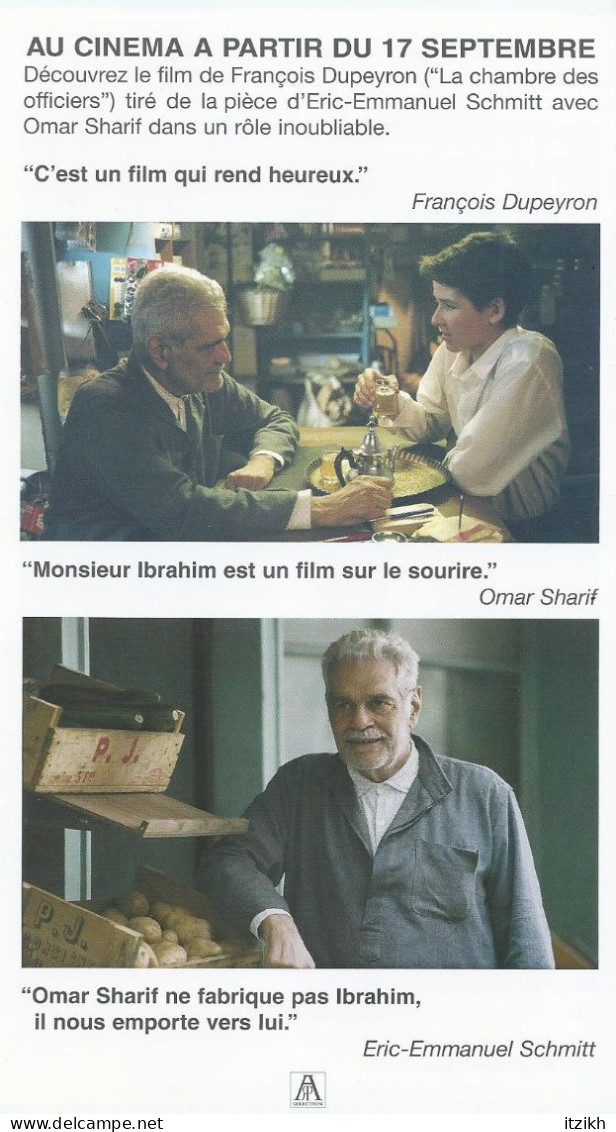 Monsieur Ibrahim Et Les Fleurs Du Coran 2003 Omar Sharif François Dupeyron Recto Verso Etat Neuf - Cinema Advertisement