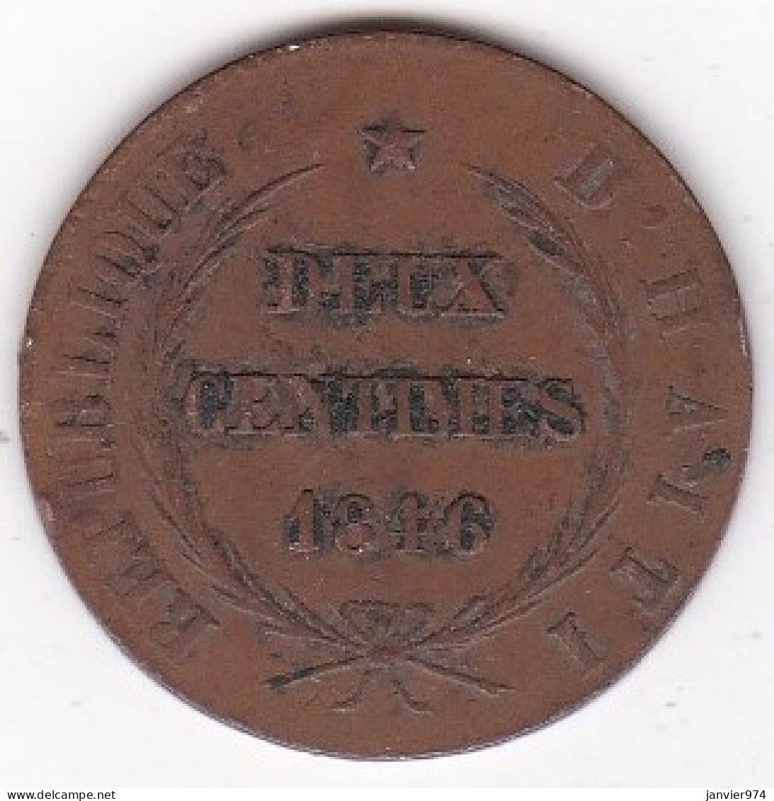 Haïti . 2 Centimes 1846 AN 43. En Cuivre. KM# 26 - Haiti