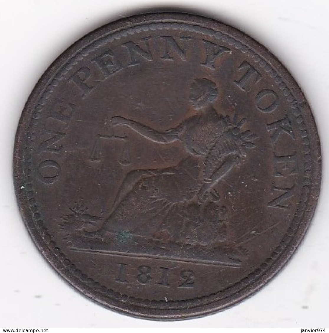 Bas Canada,  One Penny Token 1812 , Date Au Revers Et Avers , George III, En Cuivre, Rare - Canada