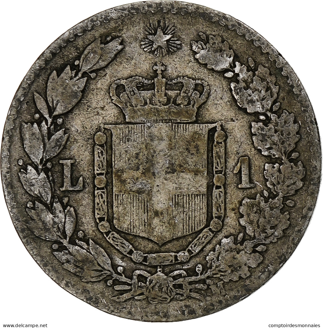 Italie, Umberto I, Lira, 1887, Milan, Argent, B+, KM:24.2 - 1878-1900 : Umberto I.