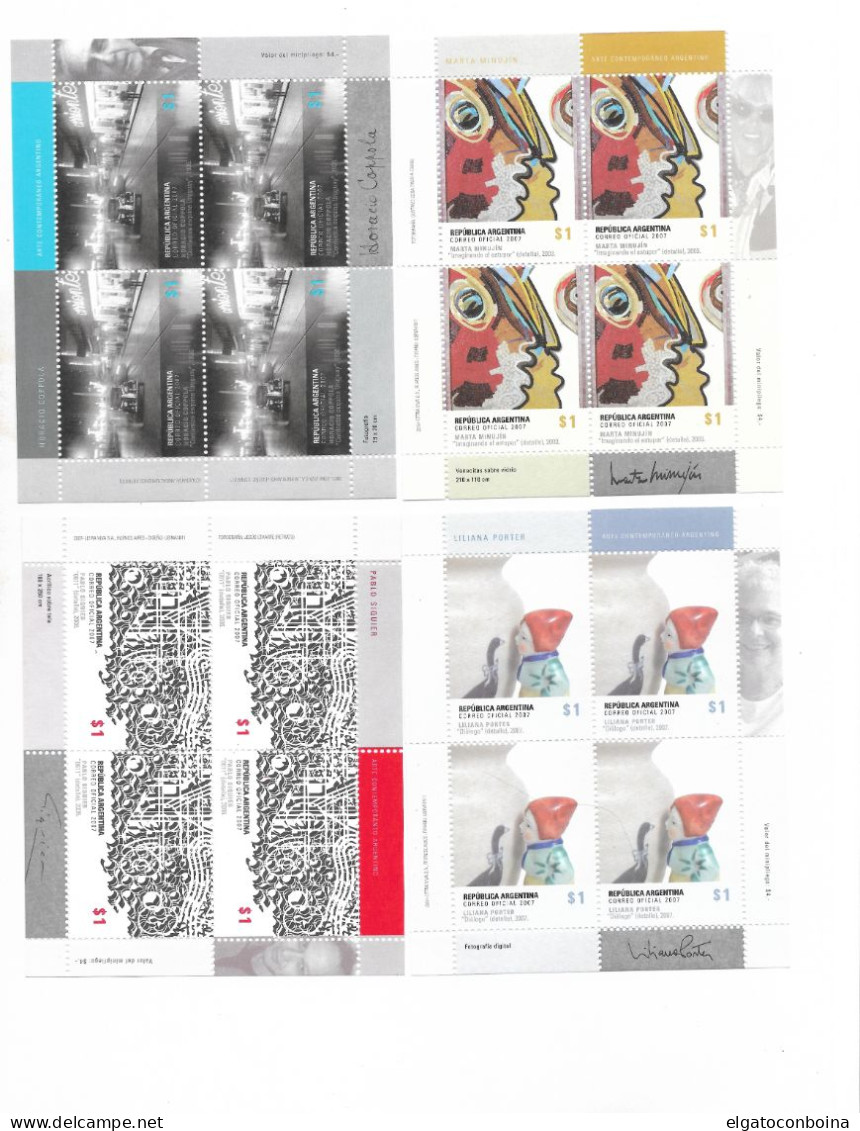 ARGENTINA 2007 CONTEMPORARY ART SET OF 4 MINIATURE SHEETS MNH VF SCOTT 2445/8 - Ongebruikt