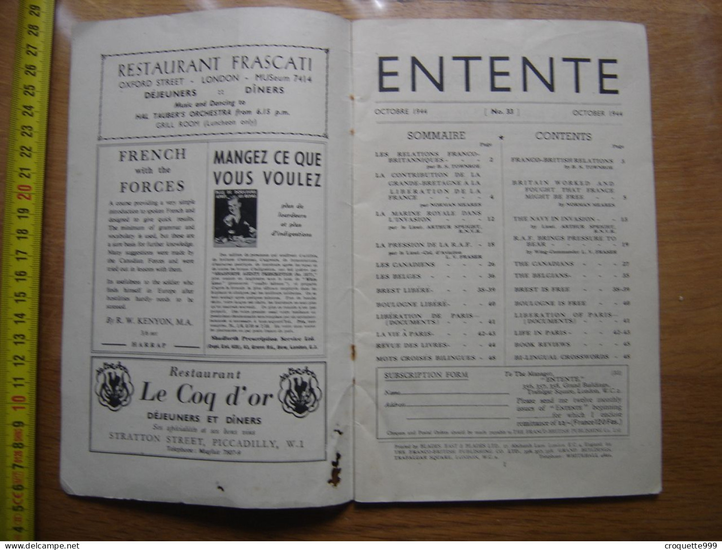 1944 ENTENTE 33 La Grande Bretagne Dans La Bataille De France WWII WW2 - Other & Unclassified