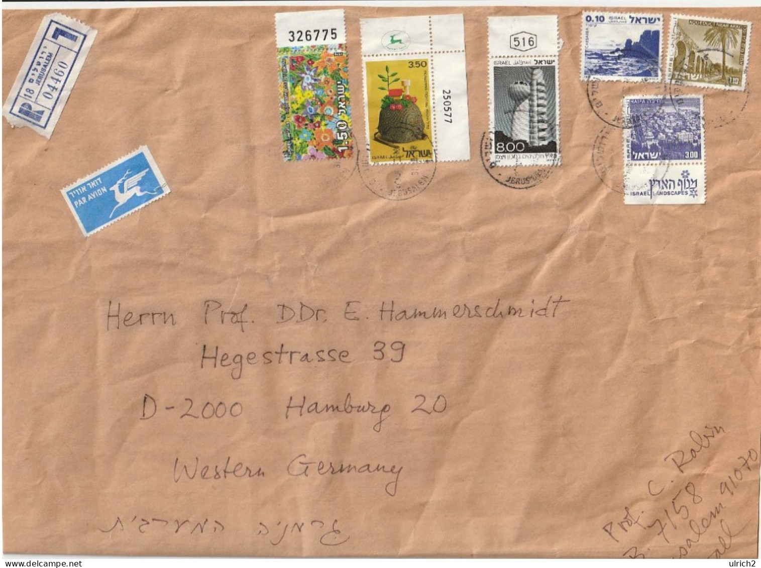 Israel - Letter Piece - Registered Letter To Germany - 1978  (67476) - Lettres & Documents